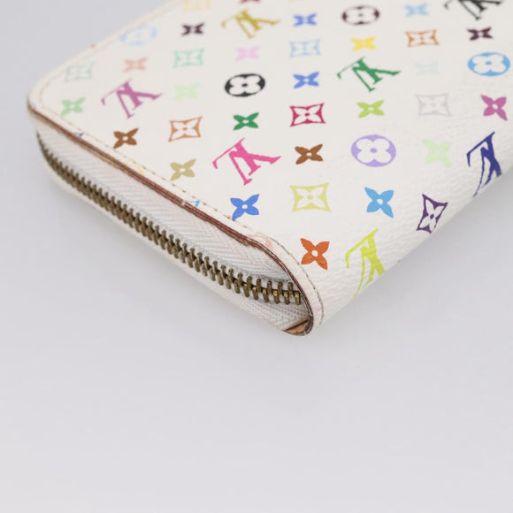 LOUIS VUITTON Monogram Multicolor Zippy Wallet White M60241 LV Auth 200392