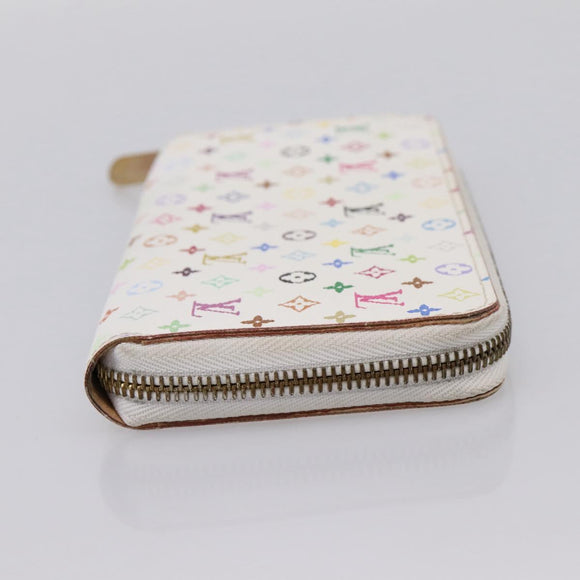 LOUIS VUITTON Monogram Multicolor Zippy Wallet White M60241 LV Auth 200392