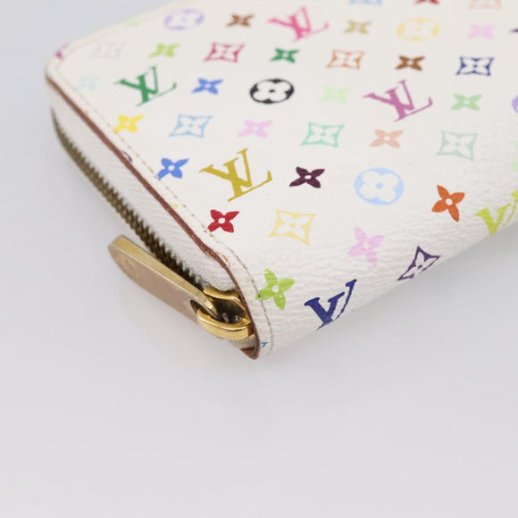 LOUIS VUITTON Monogram Multicolor Zippy Wallet White M60241 LV Auth 200392
