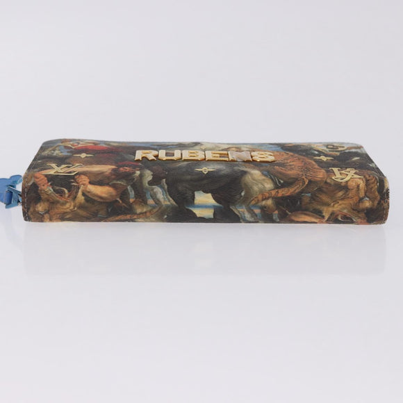 LOUIS VUITTON Rubens Tiger Hunting Zippy Wallet Light Blue M64603 Auth 200400M