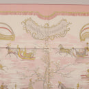 HERMES Carre 90 Scarf Silk ""Traineaux et Glissades"" Pink White Auth 200402M-15