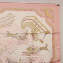 HERMES Carre 90 Scarf Silk ""Traineaux et Glissades"" Pink White Auth 200402M-16