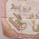 HERMES Carre 90 Scarf Silk ""Traineaux et Glissades"" Pink White Auth 200402M-20
