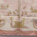 HERMES Carre 90 Scarf Silk ""Traineaux et Glissades"" Pink White Auth 200402M-21