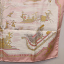 HERMES Carre 90 Scarf Silk ""Traineaux et Glissades"" Pink White Auth 200402M-22