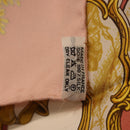 HERMES Carre 90 Scarf Silk ""Traineaux et Glissades"" Pink White Auth 200402M-23