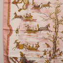 HERMES Carre 90 Scarf Silk ""Traineaux et Glissades"" Pink White Auth 200402M-5