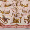 HERMES Carre 90 Scarf Silk ""Traineaux et Glissades"" Pink White Auth 200402M-9