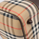 Burberrys Nova Check Boston Bag Canvas Beige Gold Auth 200426V-15