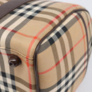 Burberrys Nova Check Boston Bag Canvas Beige Gold Auth 200426V-16