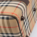 Burberrys Nova Check Boston Bag Canvas Beige Gold Auth 200426V-9
