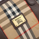 Burberrys Nova Check Boston Bag Canvas Beige Gold Auth 200426V-17