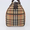 Burberrys Nova Check Boston Bag Canvas Beige Gold Auth 200426V-4