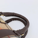 Burberrys Nova Check Boston Bag Canvas Beige Gold Auth 200426V-8