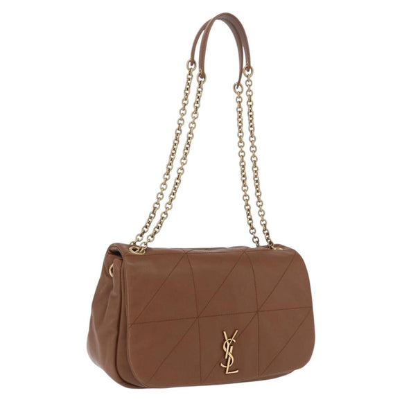 SAINT LAURENT Jamie Shoulder Bag Leather Brown Gold Auth 200430M