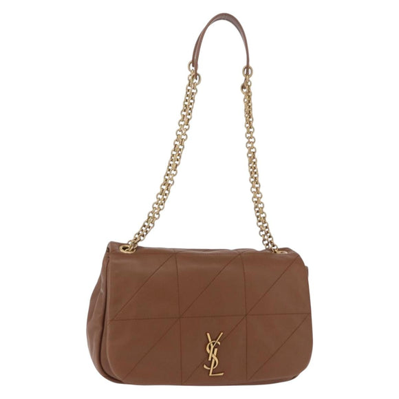 SAINT LAURENT Jamie Shoulder Bag Leather Brown Gold Auth 200430M