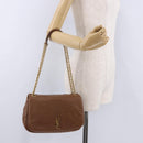 SAINT LAURENT Jamie Shoulder Bag Leather Brown Gold Auth 200430M-25