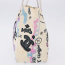 CHANEL New Travel Line Tote Bag Canvas Hawaii Limited White Silver Auth 200431A-4