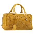 LOEWE Amazona 28 Hand Bag Suede Yellow Gold Auth 200433V-1