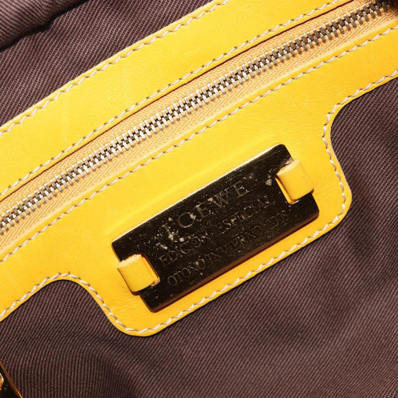 LOEWE Amazona 28 Hand Bag Suede Yellow Gold Auth 200433V