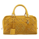 LOEWE Amazona 28 Hand Bag Suede Yellow Gold Auth 200433V-13