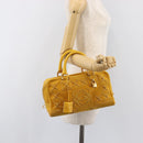 LOEWE Amazona 28 Hand Bag Suede Yellow Gold Auth 200433V-25