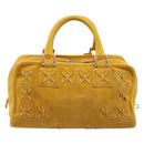 LOEWE Amazona 28 Hand Bag Suede Yellow Gold Auth 200433V-2