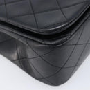 CHANEL Chain Matelasse Shoulder Bag Lamb Skin Black Gold CC Auth 200435V-16