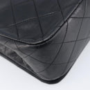 CHANEL Chain Matelasse Shoulder Bag Lamb Skin Black Gold CC Auth 200435V-18