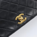 CHANEL Chain Matelasse Shoulder Bag Lamb Skin Black Gold CC Auth 200435V-19