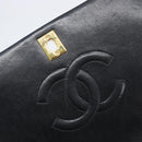 CHANEL Chain Matelasse Shoulder Bag Lamb Skin Black Gold CC Auth 200435V-20