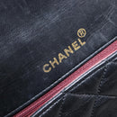 CHANEL Chain Matelasse Shoulder Bag Lamb Skin Black Gold CC Auth 200435V-21