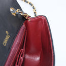 CHANEL Chain Matelasse Shoulder Bag Lamb Skin Black Gold CC Auth 200435V-22
