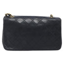 CHANEL Chain Matelasse Shoulder Bag Lamb Skin Black Gold CC Auth 200435V-2