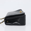 CHANEL Chain Matelasse Shoulder Bag Lamb Skin Black Gold CC Auth 200435V-4