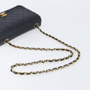 CHANEL Chain Matelasse Shoulder Bag Lamb Skin Black Gold CC Auth 200435V-7