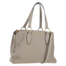 Miu Miu Tote Bag Leather 2way Beige Gold Auth 200436M-1