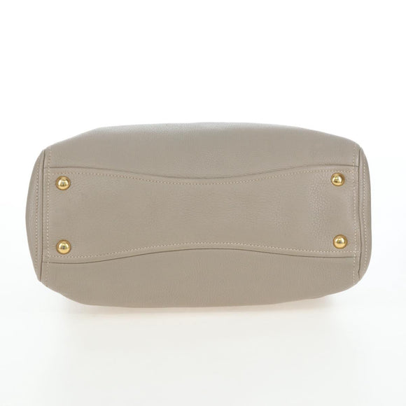 Miu Miu Tote Bag Leather 2way Beige Gold Auth 200436M