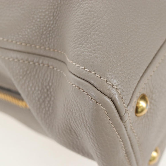 Miu Miu Tote Bag Leather 2way Beige Gold Auth 200436M