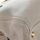 Miu Miu Tote Bag Leather 2way Beige Gold Auth 200436M-19