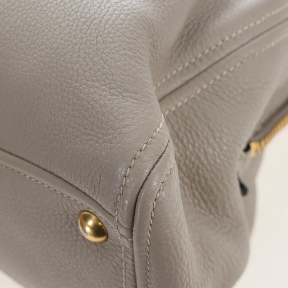 Miu Miu Tote Bag Leather 2way Beige Gold Auth 200436M