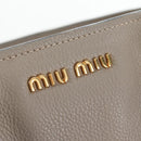 Miu Miu Tote Bag Leather 2way Beige Gold Auth 200436M-21