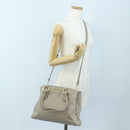 Miu Miu Tote Bag Leather 2way Beige Gold Auth 200436M-31