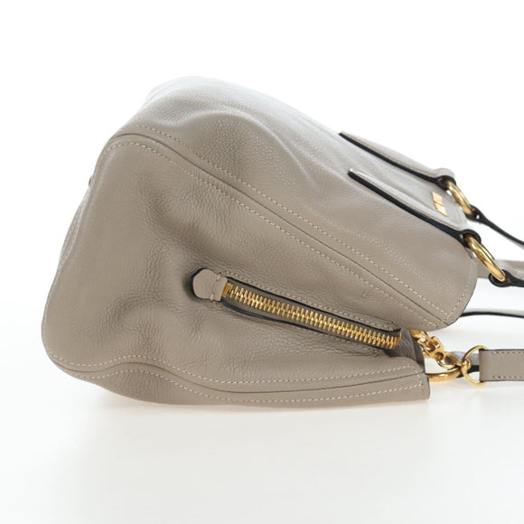 Miu Miu Tote Bag Leather 2way Beige Gold Auth 200436M