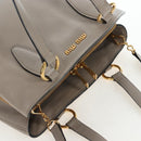 Miu Miu Tote Bag Leather 2way Beige Gold Auth 200436M-6