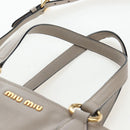 Miu Miu Tote Bag Leather 2way Beige Gold Auth 200436M-14
