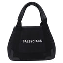 BALENCIAGA Navy Cabas XS Hand Bag Canvas Black 390346 Auth 200438A-13