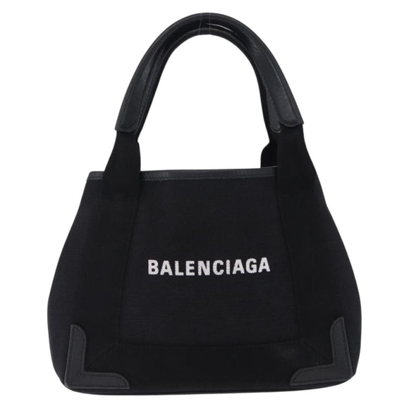 BALENCIAGA Navy Cabas XS Hand Bag Canvas Black 390346 Auth 200438A