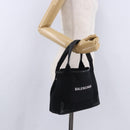BALENCIAGA Navy Cabas XS Hand Bag Canvas Black 390346 Auth 200438A-20