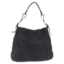 BOTTEGA VENETA INTRECCIATO Shoulder Bag Leather Black Gold 125263 Auth 200439V-1